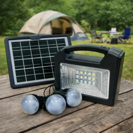 Сонячна станція-панель з ліхтарем і лампочками в комплекті 3шт CCLamp CL-28 80W 12V (TOL)