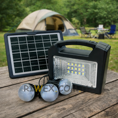 Сонячна станція-панель з ліхтарем і лампочками в комплекті 3шт CCLamp CL-28 80W 12V (TOL)