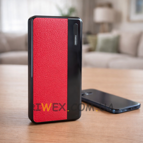 Портативний зарядний пристрій-повербанк micro-usb, type-c, usb-a УМБ Power Bank 20000 mAh Червоний