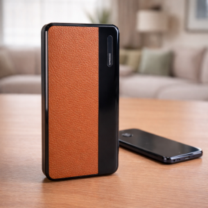 Портативний зарядний пристрій-повербанк micro-usb, type-c, usb-a УМБ Power Bank 20000 mAh Коричневий