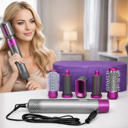 Фен стайлер для волосся з насадками 5в1 HAIR BRUSH ДАЙСОН в кейсі, Фіолетовий (509/3305)