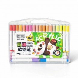 Набір акварельних маркерів Arcylic (655-48) для різних поверхонь в прозорому кейсі 48 шт (205/3833)