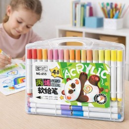 Набір акварельних маркерів Arcylic (655-48) для різних поверхонь в прозорому кейсі 48 шт (205/3833)