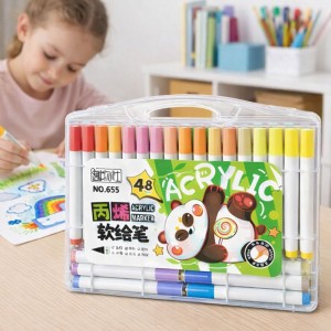 Набір акварельних маркерів Arcylic (655-48) для різних поверхонь в прозорому кейсі 48 шт (205/3833)