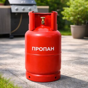 Металевий газовий пропановий балон 27 літрів із вітрозахистом, Червоний