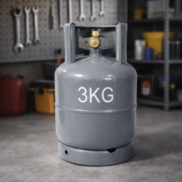 Металевий газовий побутовий балон 8 літрів (3 кг) із вітрозахистом, Сірий