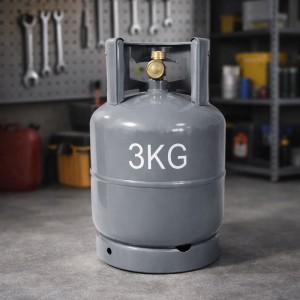 Металевий газовий побутовий балон 8 літрів (3 кг) із вітрозахистом, Сірий