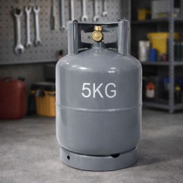 Металевий газовий побутовий балон 12 літрів (5 кг) із вітрозахистом, Сірий
