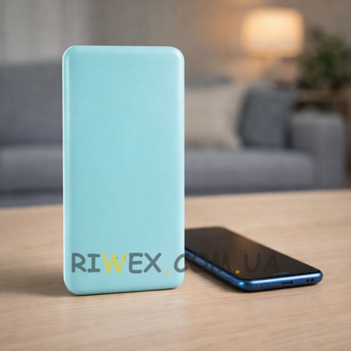 Портативний зарядний пристрій-повербанк micro-usb, type-c, usb-a УМБ Power Bank 10000 mAh Блакитний