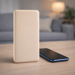 Портативний зарядний пристрій-повербанк micro-usb, type-c, usb-a УМБ Power Bank 10000 mAh Бежевий