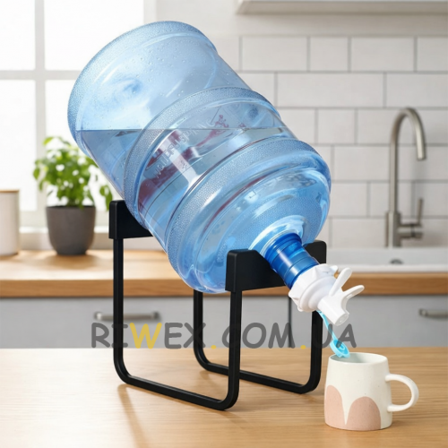 Похила підставка для пляшки 19 л, з краном металева конструкція для дому, офісу, дачі, кафе, Чорний (SHAF)