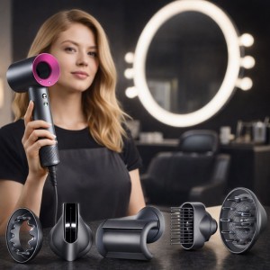 Преміальний фен для швидкого сушіння та точного укладання волосся з 5 насадками, Фуксія (509/4638)