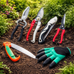 Большой набор садовых инструментов 6 в 1 (ножницы, пилы, перчатки)