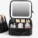 Портативна дорожна косметичка-органйзер з відділеннями з дзеркалом та підсвіткою, Чорний (JM/7590)