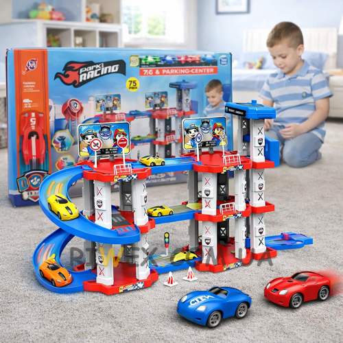 Іграшковий набір машинок трек паркінг Childrens Rail Car "Щенячий патруль" 75 деталей 3 машинки (509/3598)