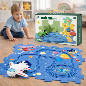 Розвиваюча дитяча іграшка-пазл з машинками 5PCS Rail Car Синій (509/3548)