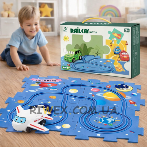 Розвиваюча дитяча іграшка-пазл з машинками 5PCS Rail Car Синій (509/3548)