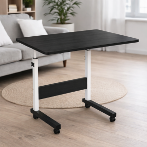 Комп'ютерний приліжковий стіл для ноутбука на колесах з регулюванням висоти 60х40 см Темне дерево (509/4663)
