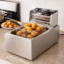 Електрична фритюрниця з неіржавкої сталі 6 л електрична заглибна фритюрниця з кришкою (509/4659)