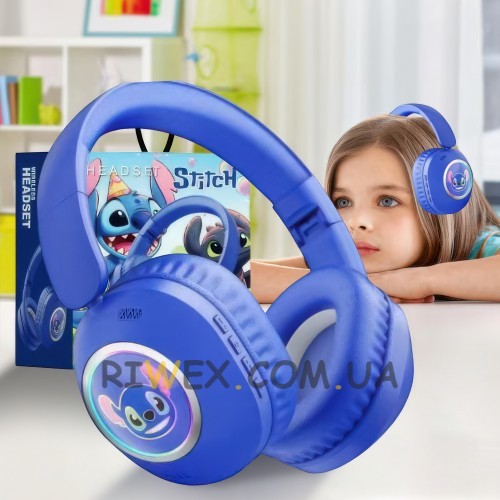 Бездротові накладні bluetooth  мультяшны навушники "Стіч" KT-100 (509/4665)