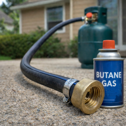 Перехідник для заправлення одноразових газових балончиків від великих газових балонів