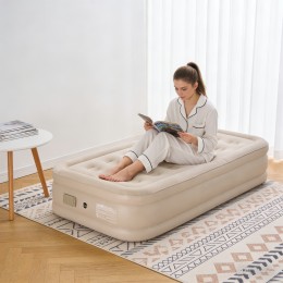 Надувний портативний одномісний домашній матрац з вбудованим насосом 100х190х25 см