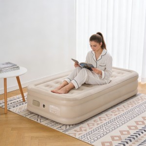 Надувний портативний одномісний домашній матрац з вбудованим насосом 100х190х25 см