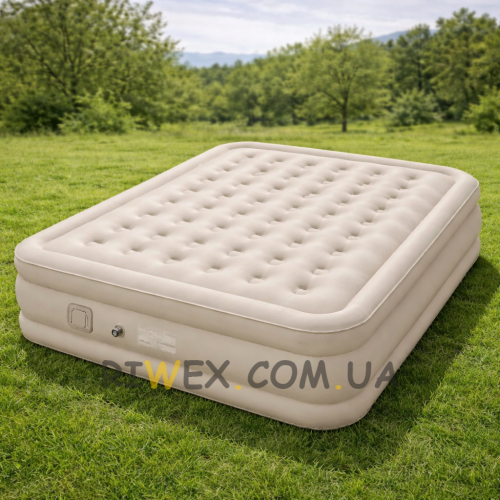 Надувний портативний двомісний домашній матрац з вбудованим насосом 200х150х25  см