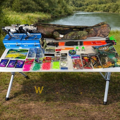 Набір для риболовлі PRO на 30 предметів вудлище 2,7 метри,  Помаранчевий №2