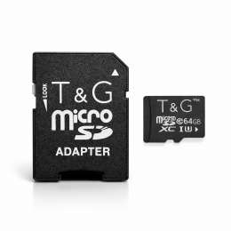 Карта пам'яті T&G MicroSD 64GB Class 10 з SD адаптером для телефону, фотоапарата, відеореєстратора