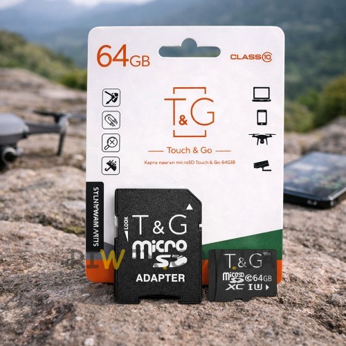 Карта пам'яті T&G MicroSD 64GB Class 10 з SD адаптером для телефону, фотоапарата, відеореєстратора