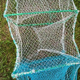 Раскладная раколовка гармошка кордовая сетка 8 м 20х30 см ячейка 12 мм Бело-Синий