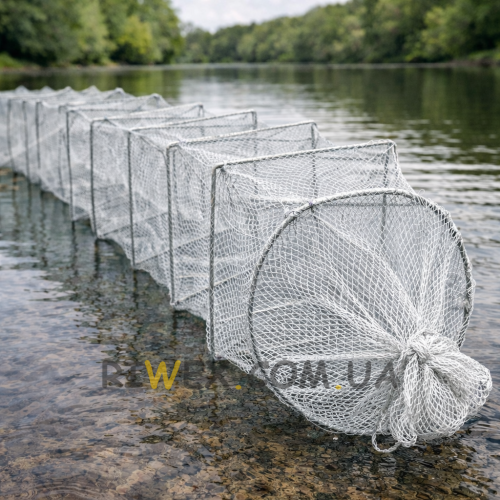 Раскладная раколовка гармошка кордовая сетка 10 м 25х30 см Белая