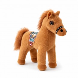 Мягкая плюшевая игрушка Лошадь 22,5 см с седлом, Коричневый (OX)