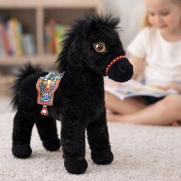 Мягкая плюшевая игрушка Лошадь 22,5 см с седлом,Черный (OX)