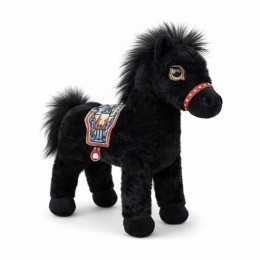 Мягкая плюшевая игрушка Лошадь 22,5 см с седлом,Черный (OX)