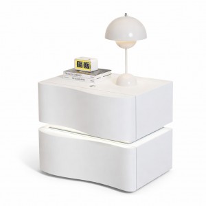 Тумба приліжкова MBXFO1 білий колір екошкіра, LED підсвічування, сенсорне керування (Х59/17583)