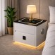 Тумба приліжкова QYJXF02 з LED підсвіткою, Bluetooth аудіо, USB, бездротова зарядка, екошкіра, Білий (Х59/17586)