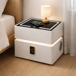 Смарт тумба XF01 з підсвічуванням LED, Bluetooth колонкою, USB і зарядкою Qi, Білий (Х59/17588)