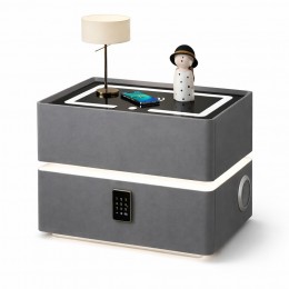 Смарт тумба приліжкова XF01 з підсвічуванням LED, Bluetooth колонкою, USB та зарядкою Qi, Сірий (Х59/17589)