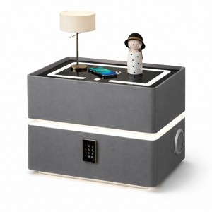 Смарт тумба приліжкова XF01 з підсвічуванням LED, Bluetooth колонкою, USB та зарядкою Qi, Сірий (Х59/17589)