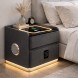 Приліжкова тумба YJXF01 з екошкіри Сіра, Bluetooth колонка, бездротова зарядка, LED підсвітка, USB (Х59/17591)