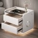 Приліжкова тумба YJXF01 з екошкіри Біла, Bluetooth колонка, бездротова зарядка, LED підсвітка, USB (Х59/17590)