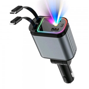 Автомобільний зарядний адаптер 66W USB Type-C Lightning QC3.0 PD з LED проєктором Зоряне небо (527/BA-0411)