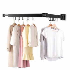 Складана настінна сушарка для одягу 91 см чорна металева з петлями для вішалок (626/VEN-B)