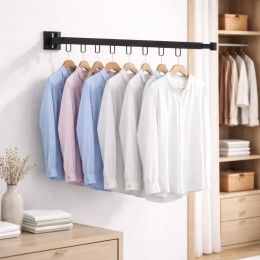 Складная настенная сушилка для одежды 91 см черная металлическая с петлями для вешалок (626/VEN-B)