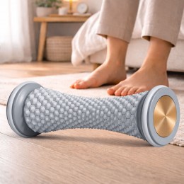 Масажер ролик для ніг і спини, ролик для фасціального масажу стоп, плечей та шиї 16,5×7 см сірий(626/VEN-1413)