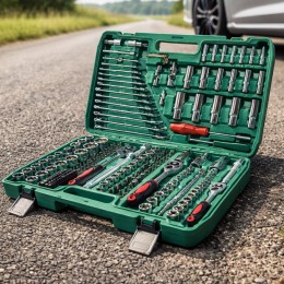 Універсальний автомобільний набір інструментів 216 предм. Tools тріскачки головки біті в кейсі (626/216PC-C34)