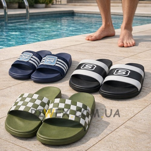 Шльопанці підліткові чоловічі 5030 літні 3 пари (випадкова модель) легкі зручні для пляжу та будинку 40 р