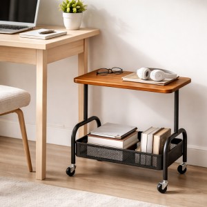 Візок-органайзер приліжковий чорний, компактна стелажна полиця для дому та офісу(626/VEN-1398-С45/2)